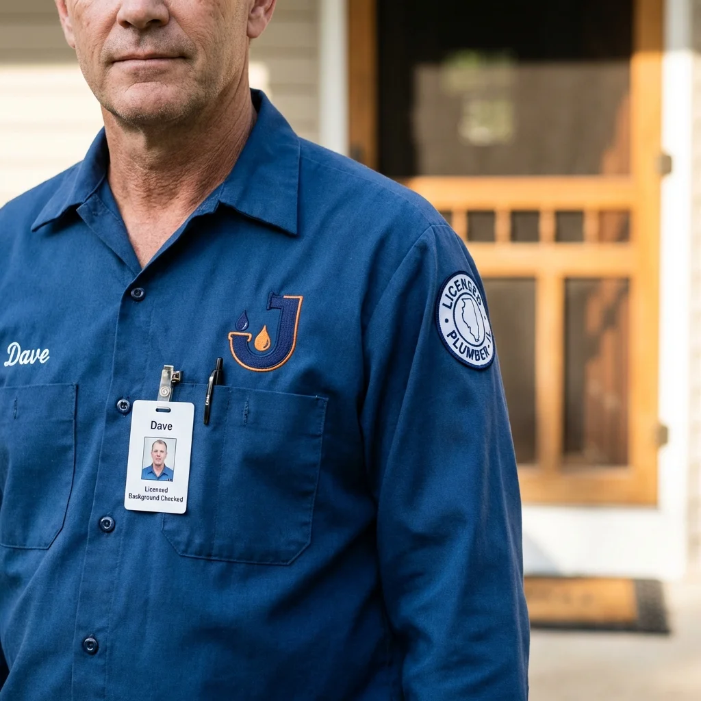 Licensed plumber showing ID badge in Zolfo Springs, FL
