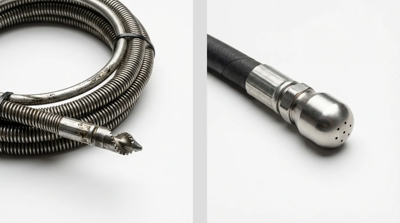 Drain snake cable and hydro jetting nozzle used for drain cleaning in Zolfo Springs, FL